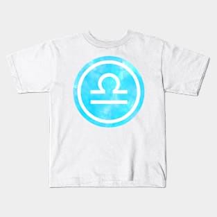 Blue Watercolor Zodiac - Libra Kids T-Shirt